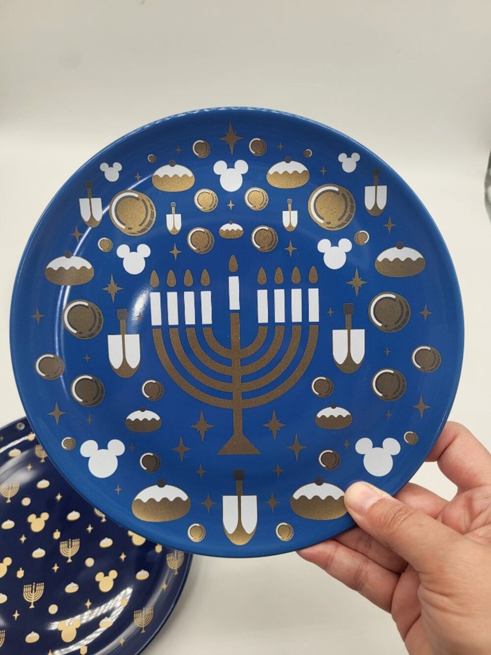 Disney Parks Hanukkah Holiday Plates Blue Set of 4 Mickey Mouse Salad Dessert - Picture 4 of 8